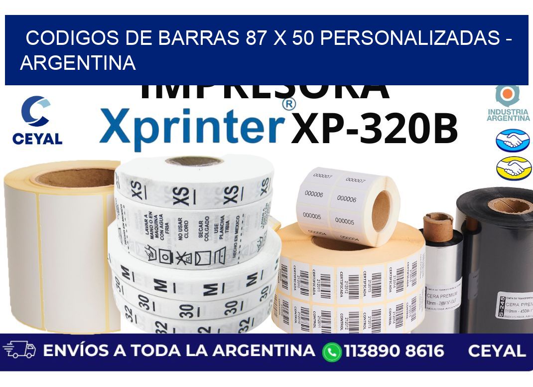 codigos de barras 87 x 50 personalizadas - Argentina