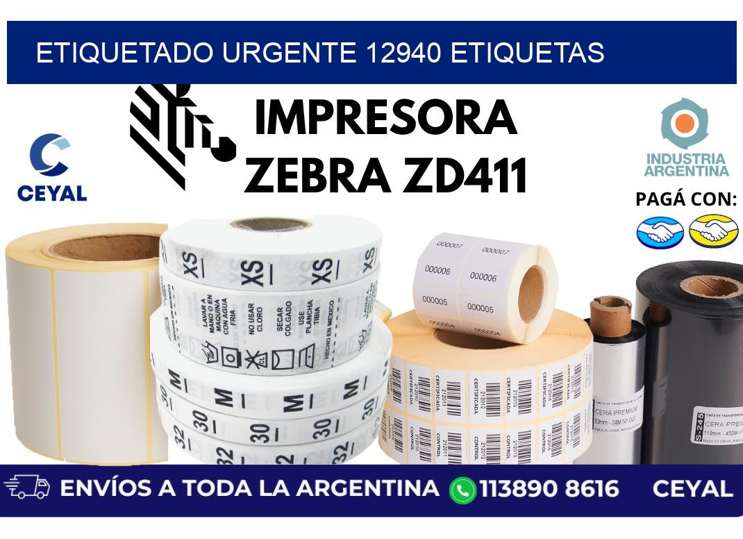 etiquetado urgente 12940 etiquetas