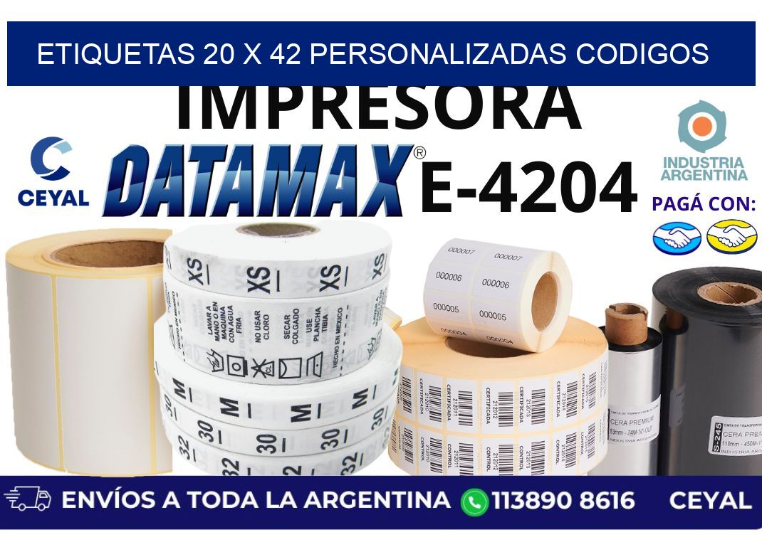 etiquetas 20 x 42 personalizadas codigos