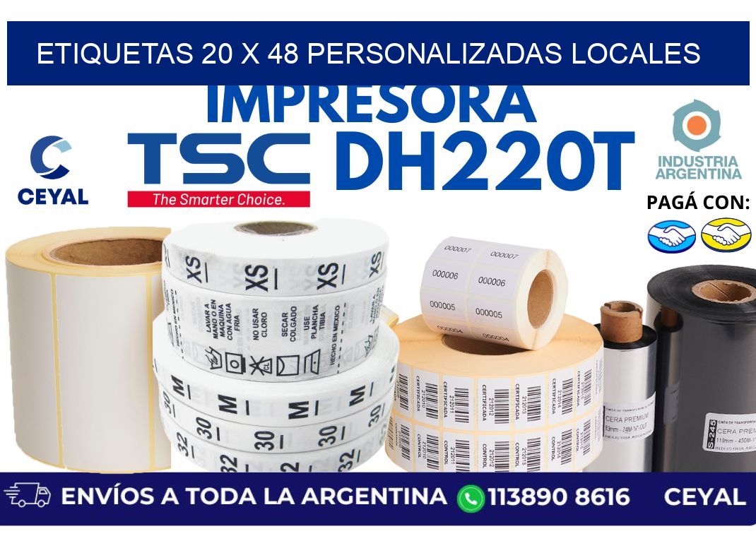etiquetas 20 x 48 personalizadas locales