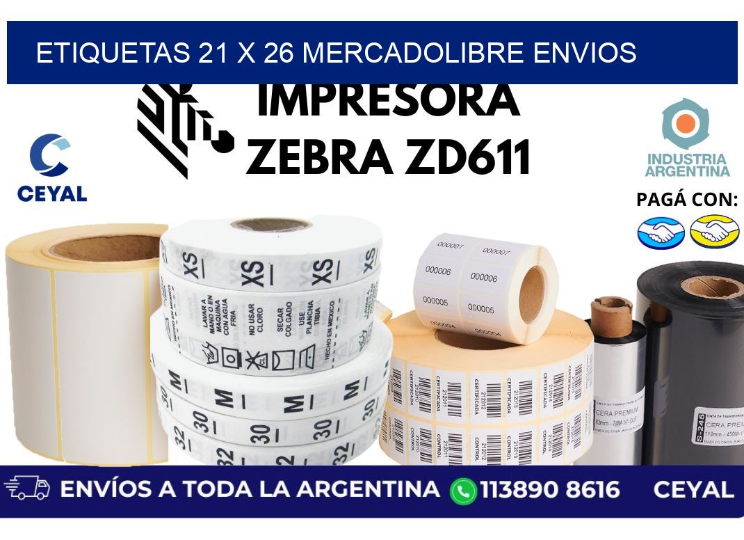etiquetas 21 x 26 mercadolibre envios