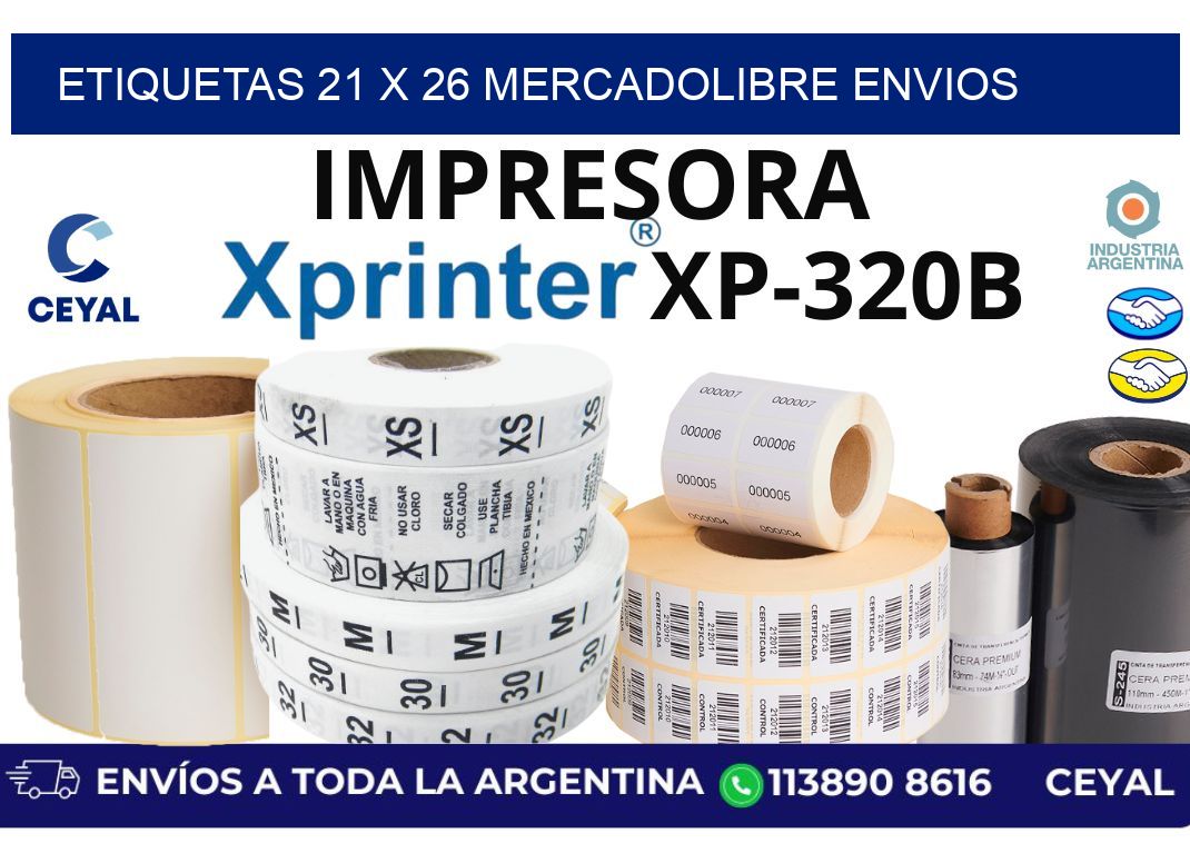 etiquetas 21 x 26 mercadolibre envios