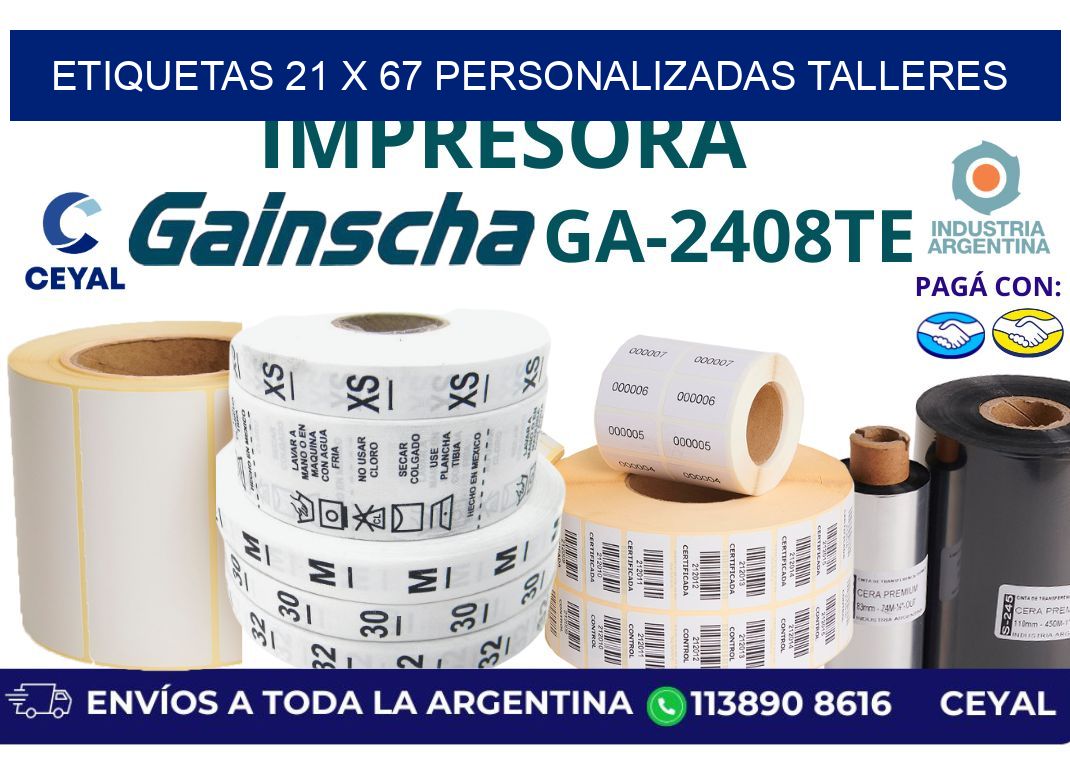 etiquetas 21 x 67 personalizadas talleres