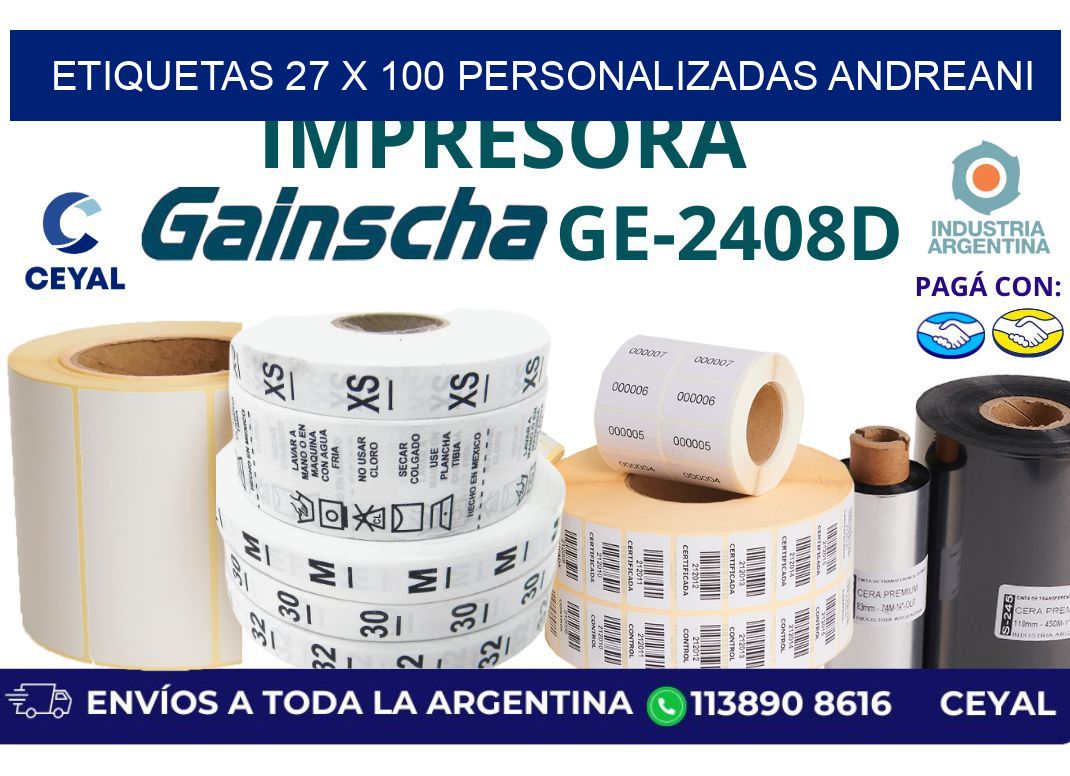etiquetas 27 x 100 personalizadas andreani