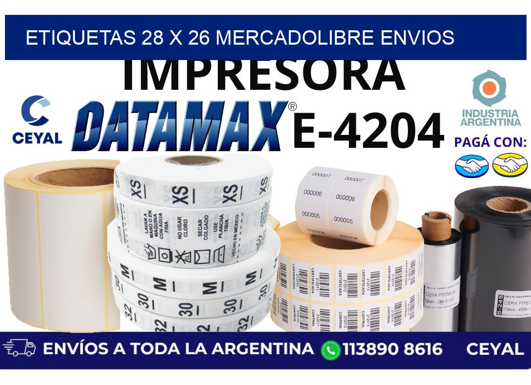 etiquetas 28 x 26 mercadolibre envios