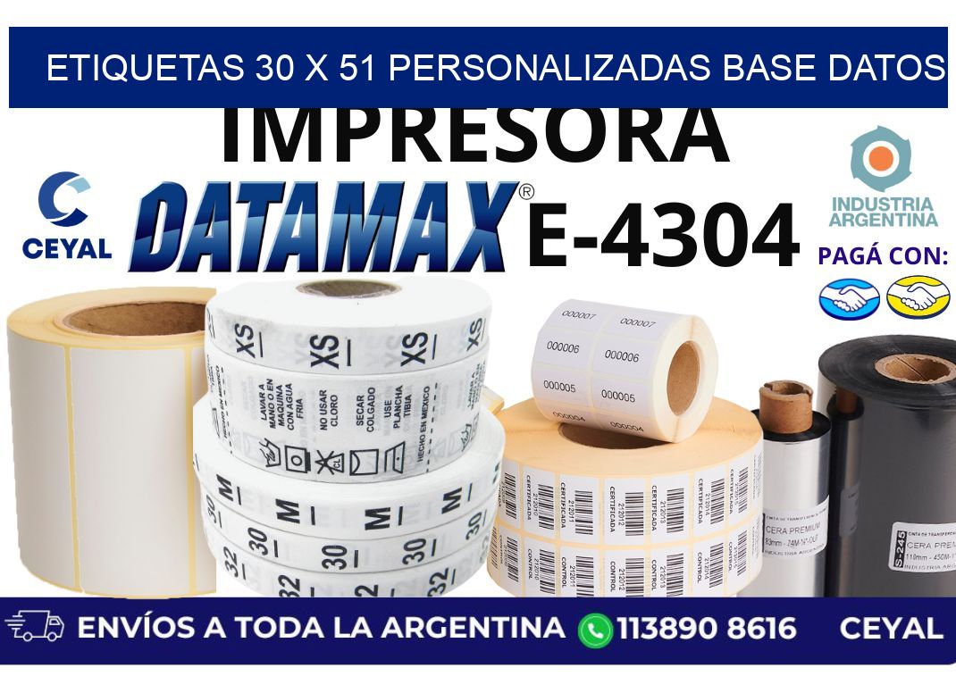etiquetas 30 x 51 personalizadas base datos