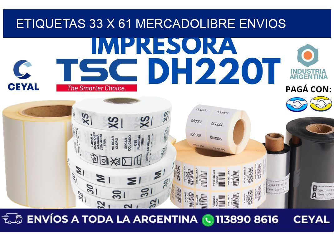 etiquetas 33 x 61 mercadolibre envios