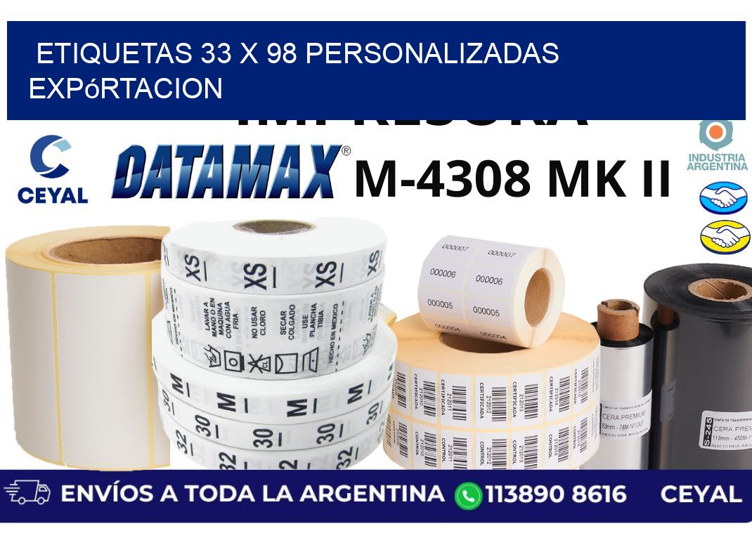 etiquetas 33 x 98 personalizadas expórtacion
