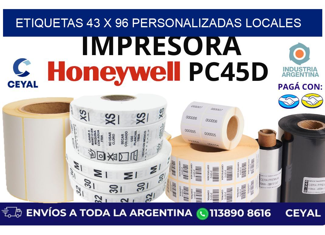 etiquetas 43 x 96 personalizadas locales