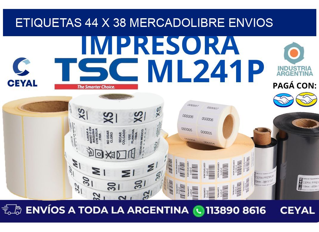 etiquetas 44 x 38 mercadolibre envios