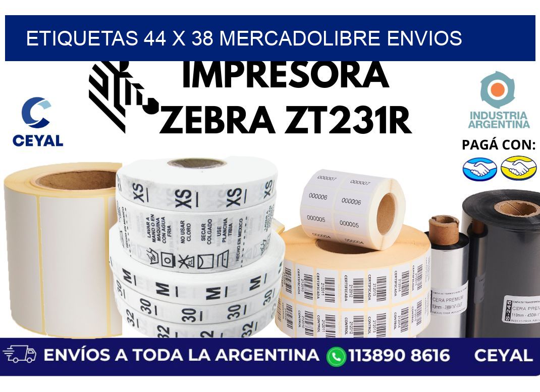 etiquetas 44 x 38 mercadolibre envios