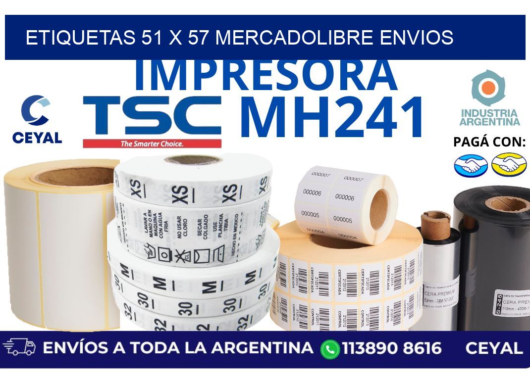 etiquetas 51 x 57 mercadolibre envios