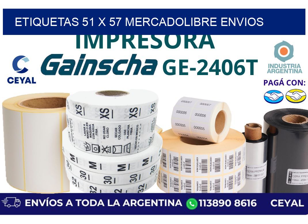etiquetas 51 x 57 mercadolibre envios