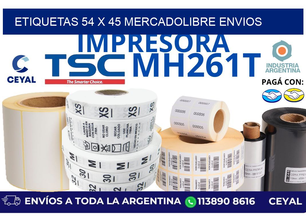 etiquetas 54 x 45 mercadolibre envios