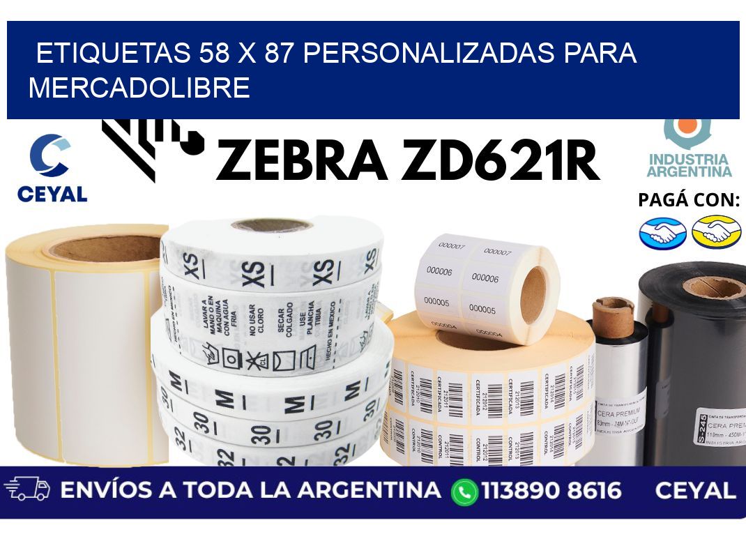 etiquetas 58 x 87 personalizadas para mercadolibre