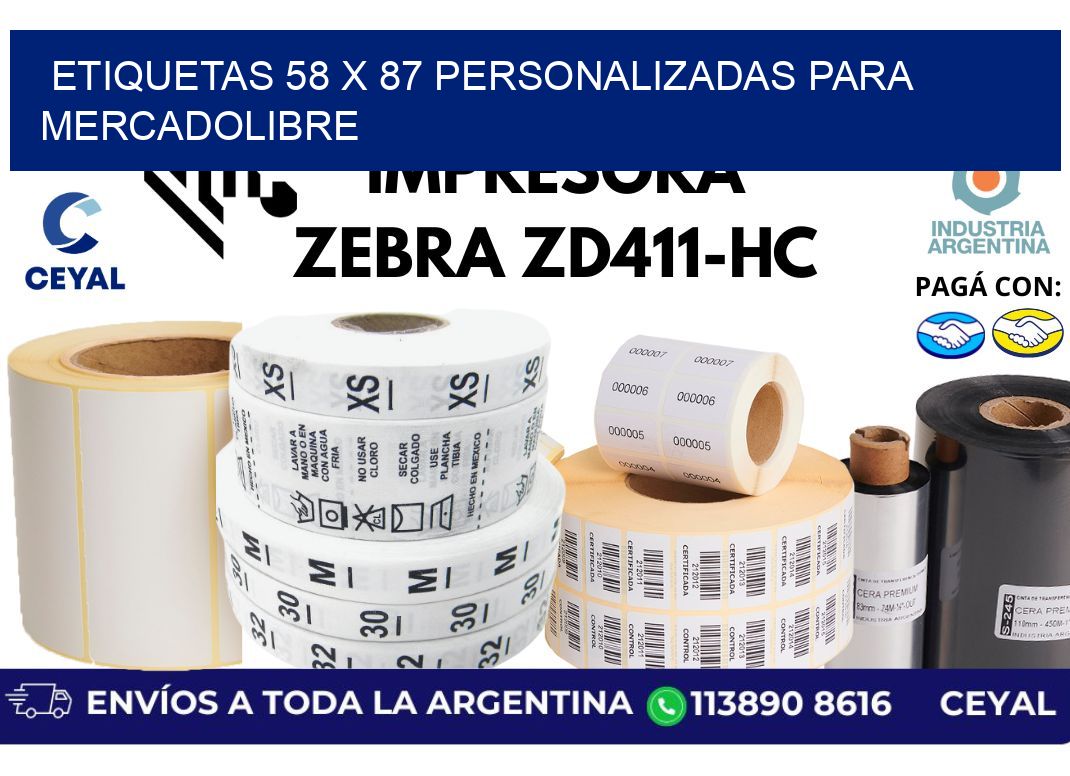 etiquetas 58 x 87 personalizadas para mercadolibre