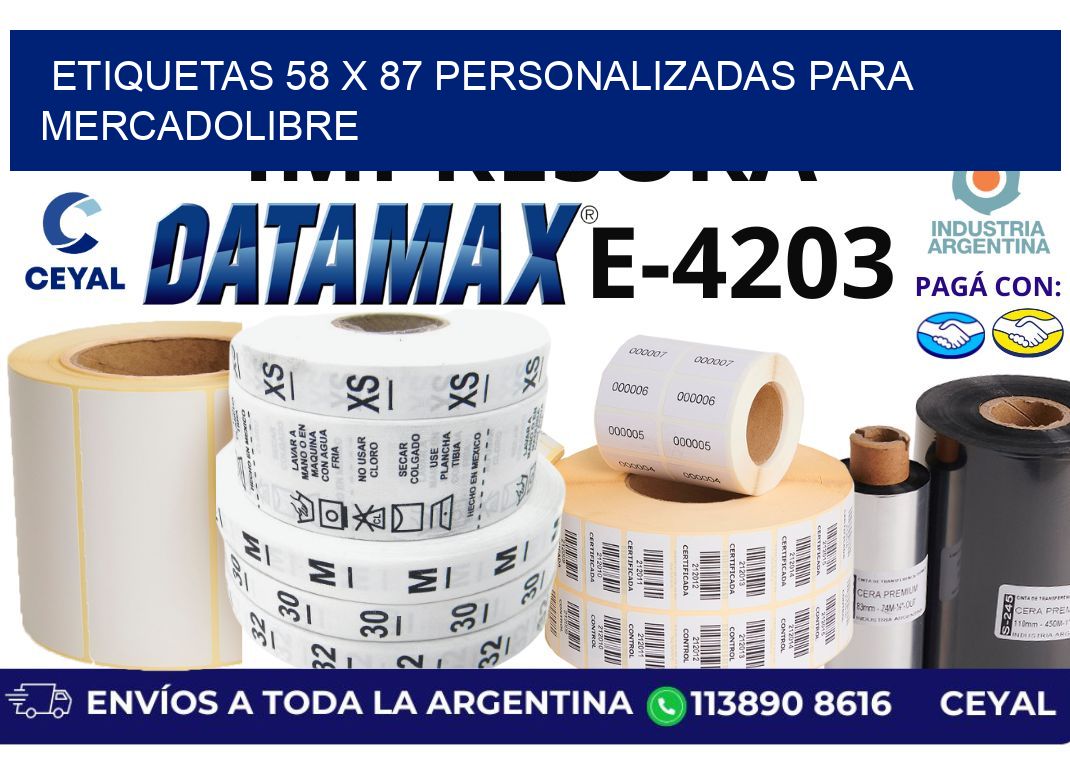 etiquetas 58 x 87 personalizadas para mercadolibre