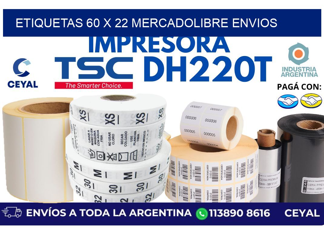 etiquetas 60 x 22 mercadolibre envios