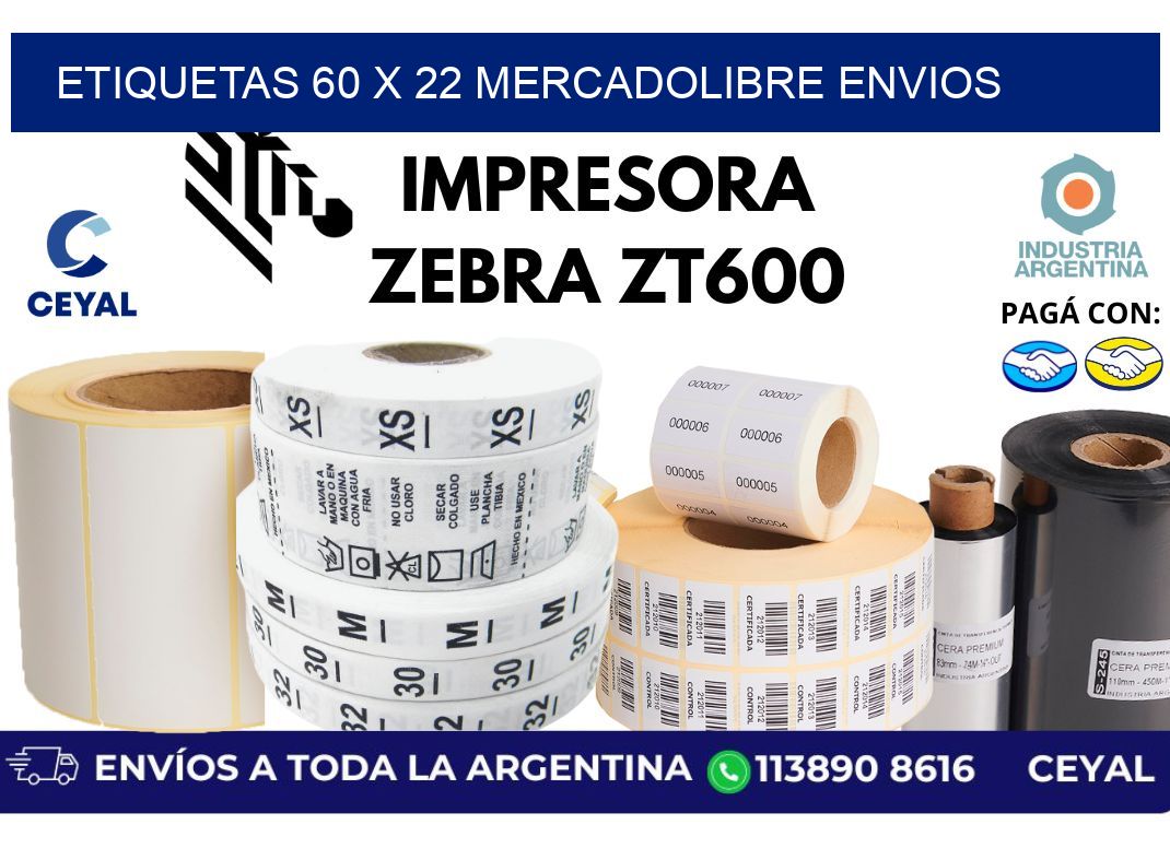 etiquetas 60 x 22 mercadolibre envios