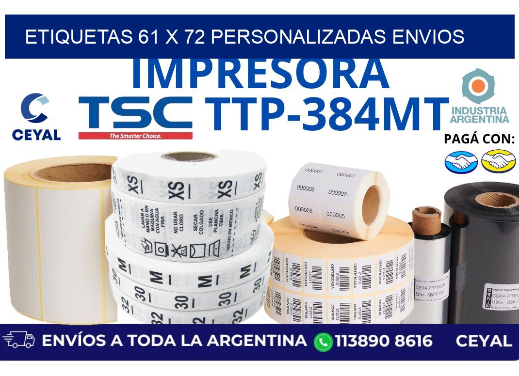 etiquetas 61 x 72 personalizadas envios