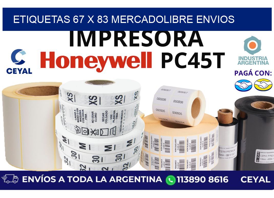 etiquetas 67 x 83 mercadolibre envios