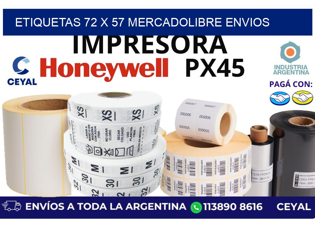 etiquetas 72 x 57 mercadolibre envios