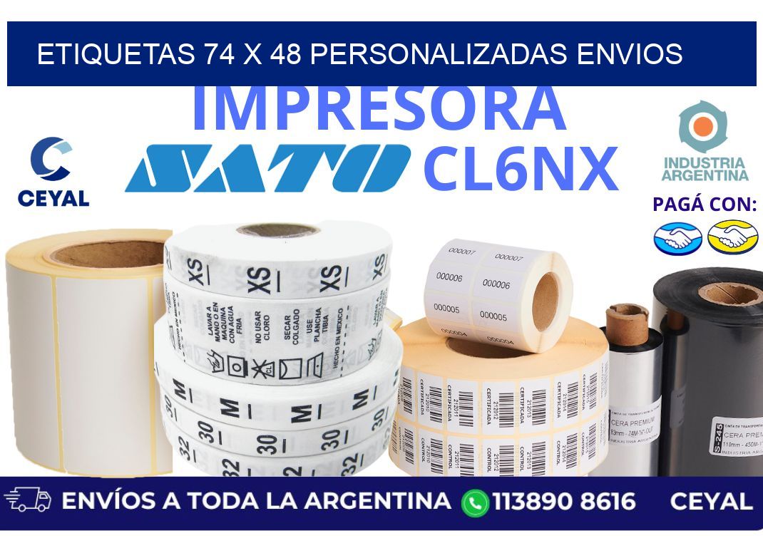 etiquetas 74 x 48 personalizadas envios