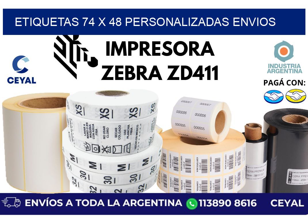 etiquetas 74 x 48 personalizadas envios