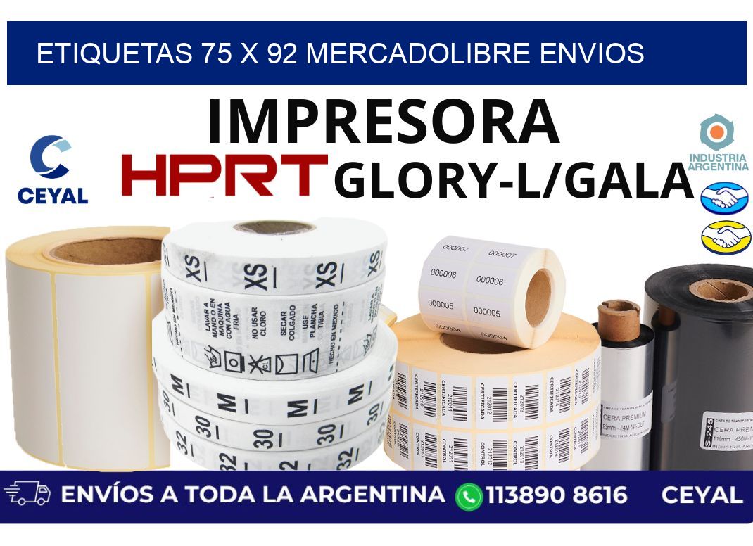 etiquetas 75 x 92 mercadolibre envios