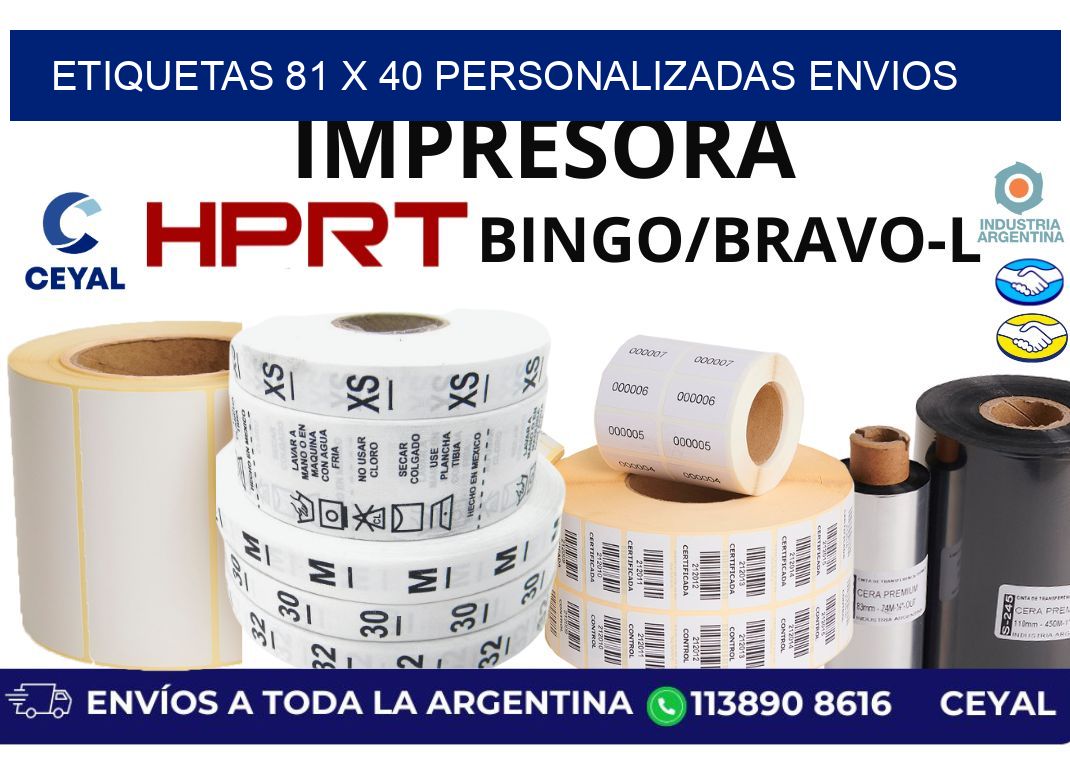 etiquetas 81 x 40 personalizadas envios