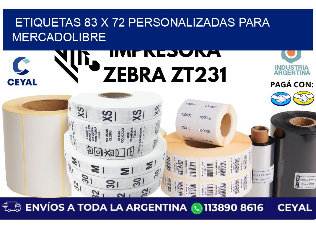 etiquetas 83 x 72 personalizadas para mercadolibre