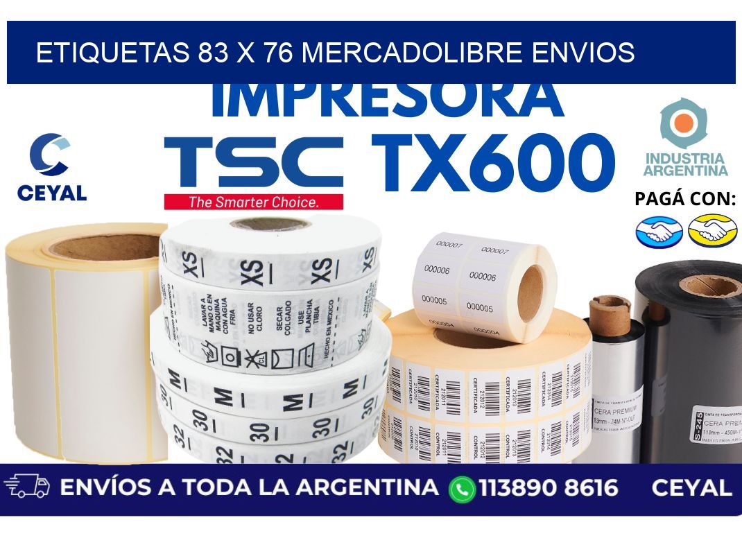 etiquetas 83 x 76 mercadolibre envios