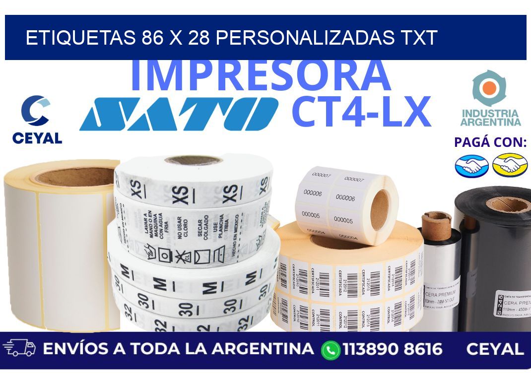 etiquetas 86 x 28 personalizadas txt