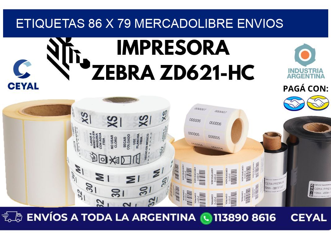 etiquetas 86 x 79 mercadolibre envios