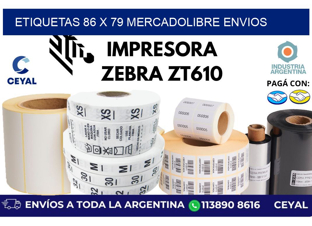 etiquetas 86 x 79 mercadolibre envios