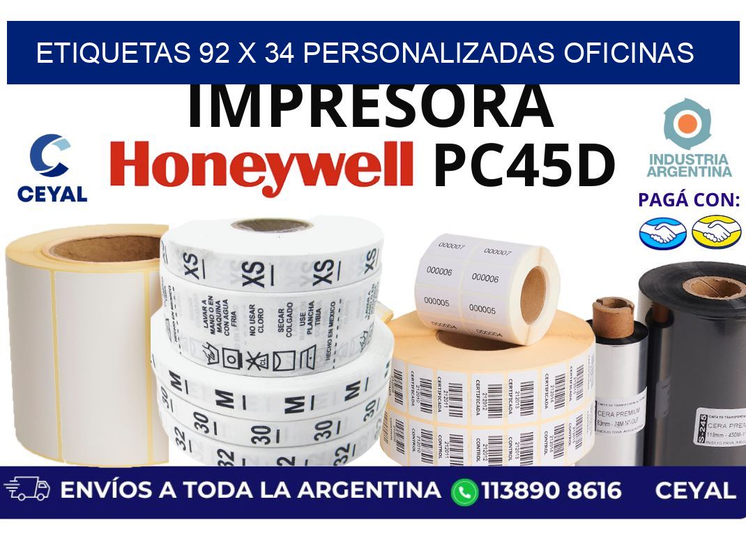 etiquetas 92 x 34 personalizadas oficinas