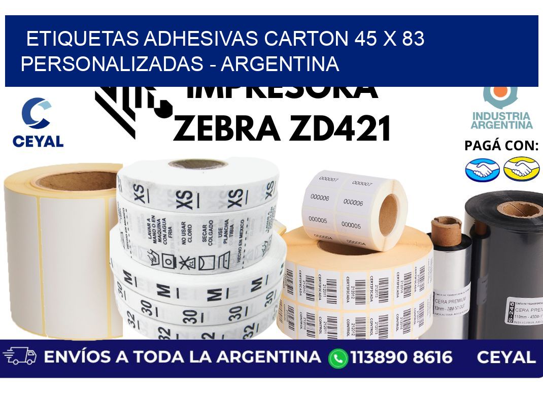 etiquetas adhesivas carton 45 x 83 personalizadas - Argentina