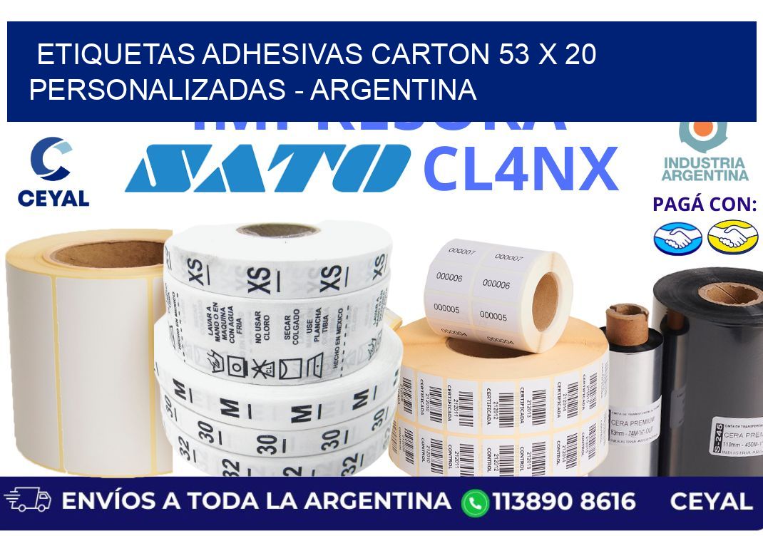 etiquetas adhesivas carton 53 x 20 personalizadas - Argentina