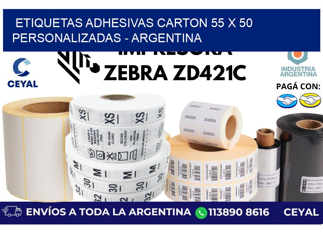 etiquetas adhesivas carton 55 x 50 personalizadas - Argentina