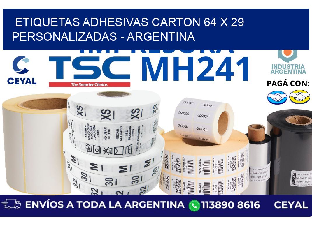 etiquetas adhesivas carton 64 x 29 personalizadas - Argentina
