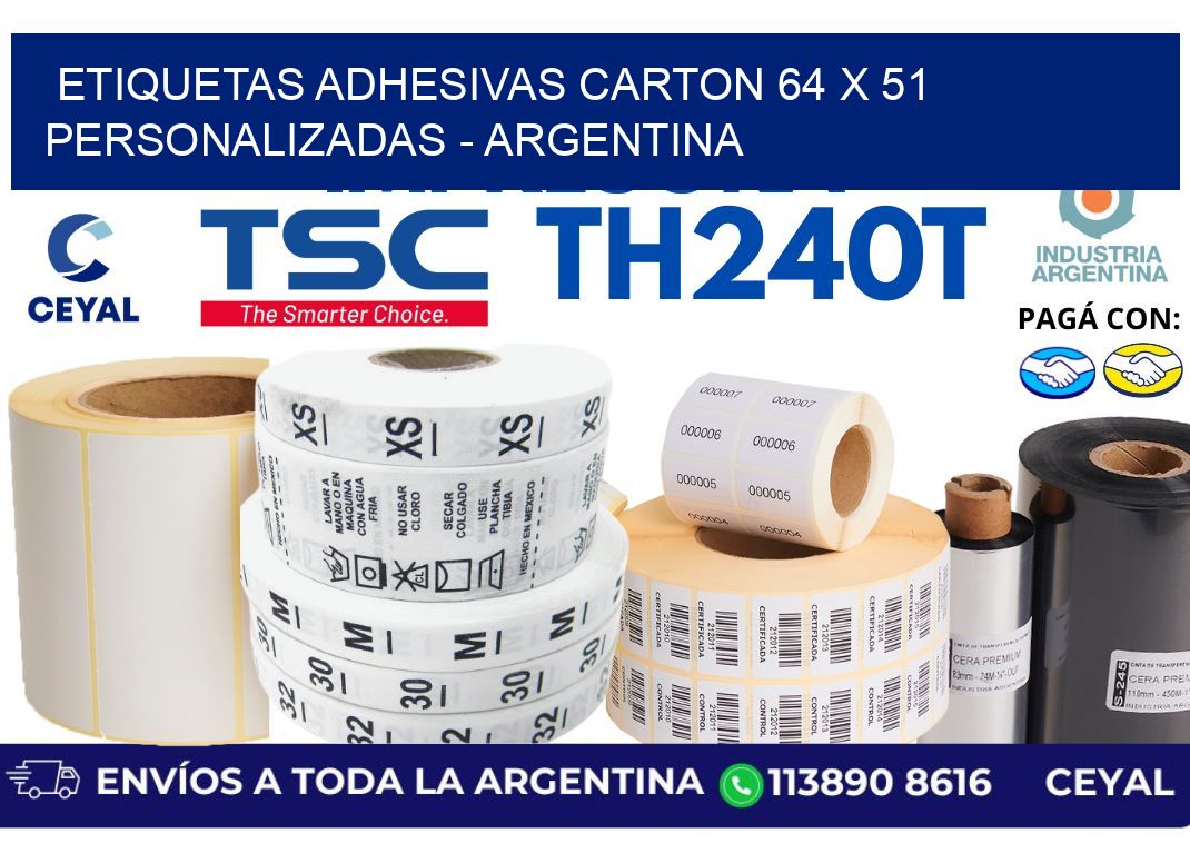 etiquetas adhesivas carton 64 x 51 personalizadas - Argentina