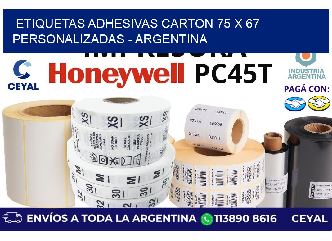 etiquetas adhesivas carton 75 x 67 personalizadas - Argentina