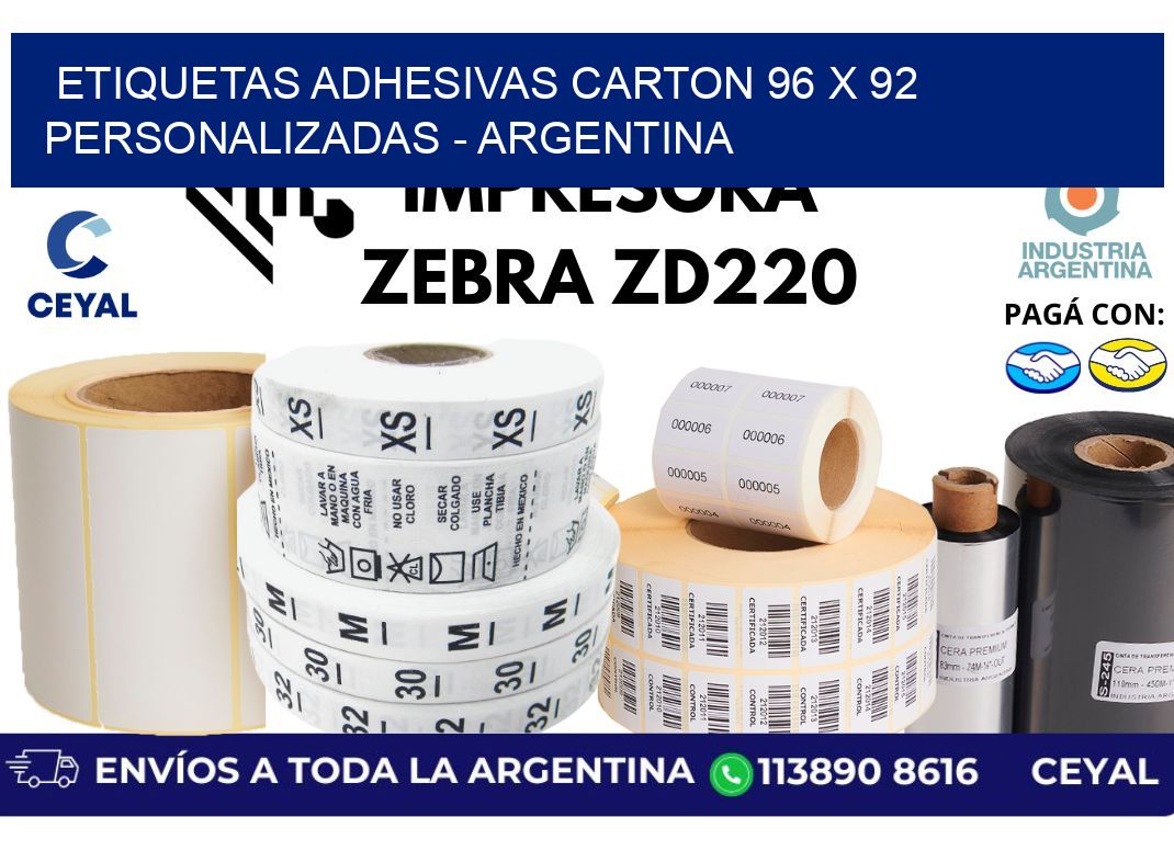 etiquetas adhesivas carton 96 x 92 personalizadas - Argentina