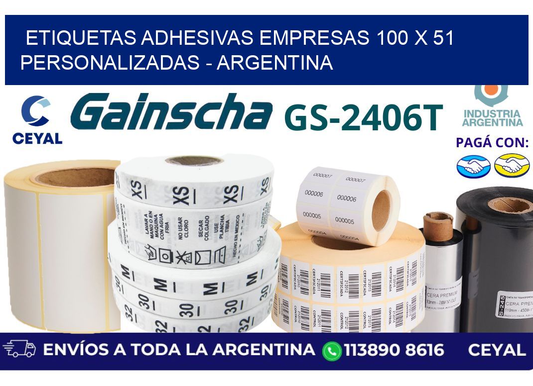 etiquetas adhesivas empresas 100 x 51 personalizadas - Argentina