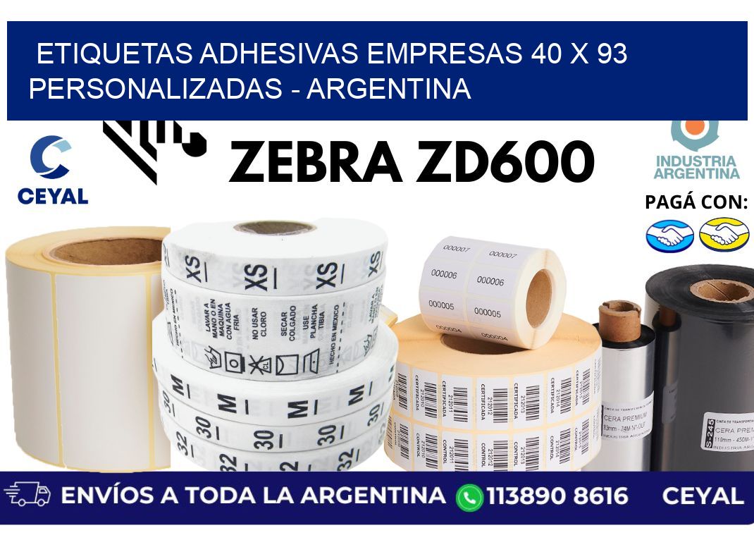 etiquetas adhesivas empresas 40 x 93 personalizadas - Argentina