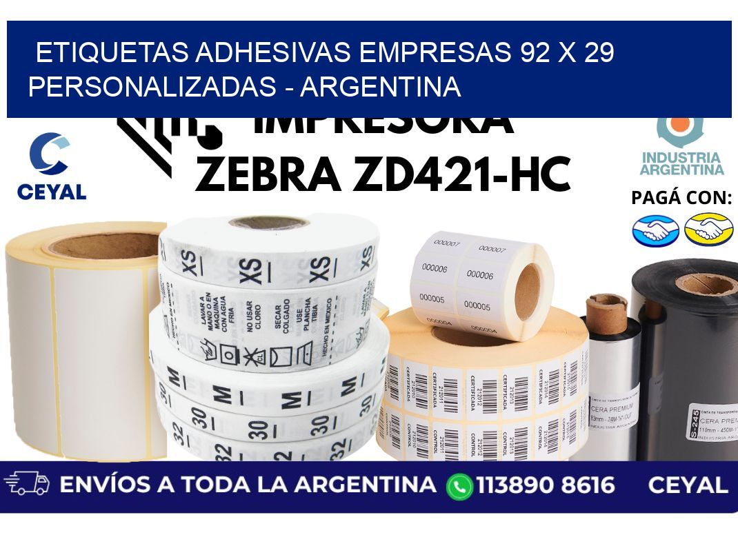 etiquetas adhesivas empresas 92 x 29 personalizadas - Argentina
