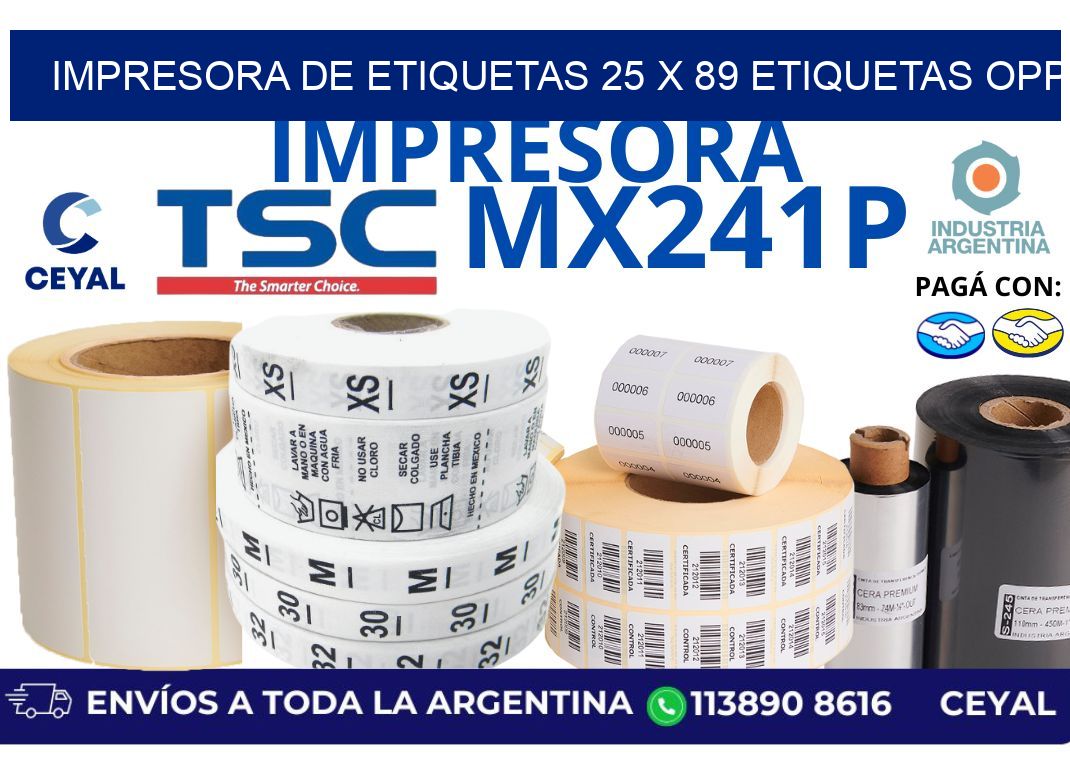 impresora de etiquetas 25 x 89 etiquetas opp