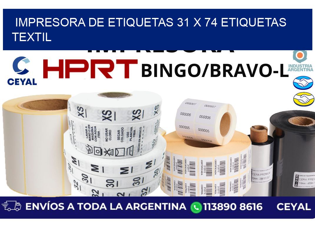 impresora de etiquetas 31 x 74 etiquetas textil