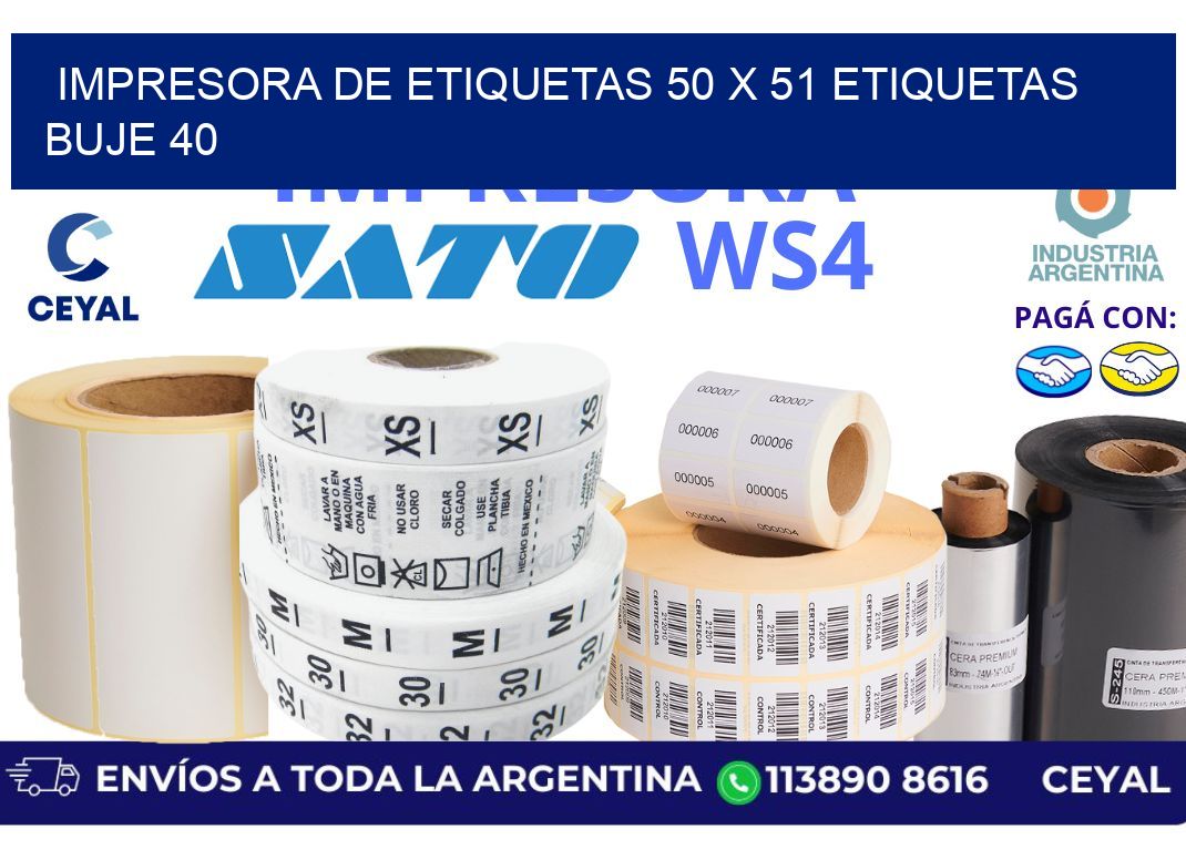 impresora de etiquetas 50 x 51 etiquetas buje 40