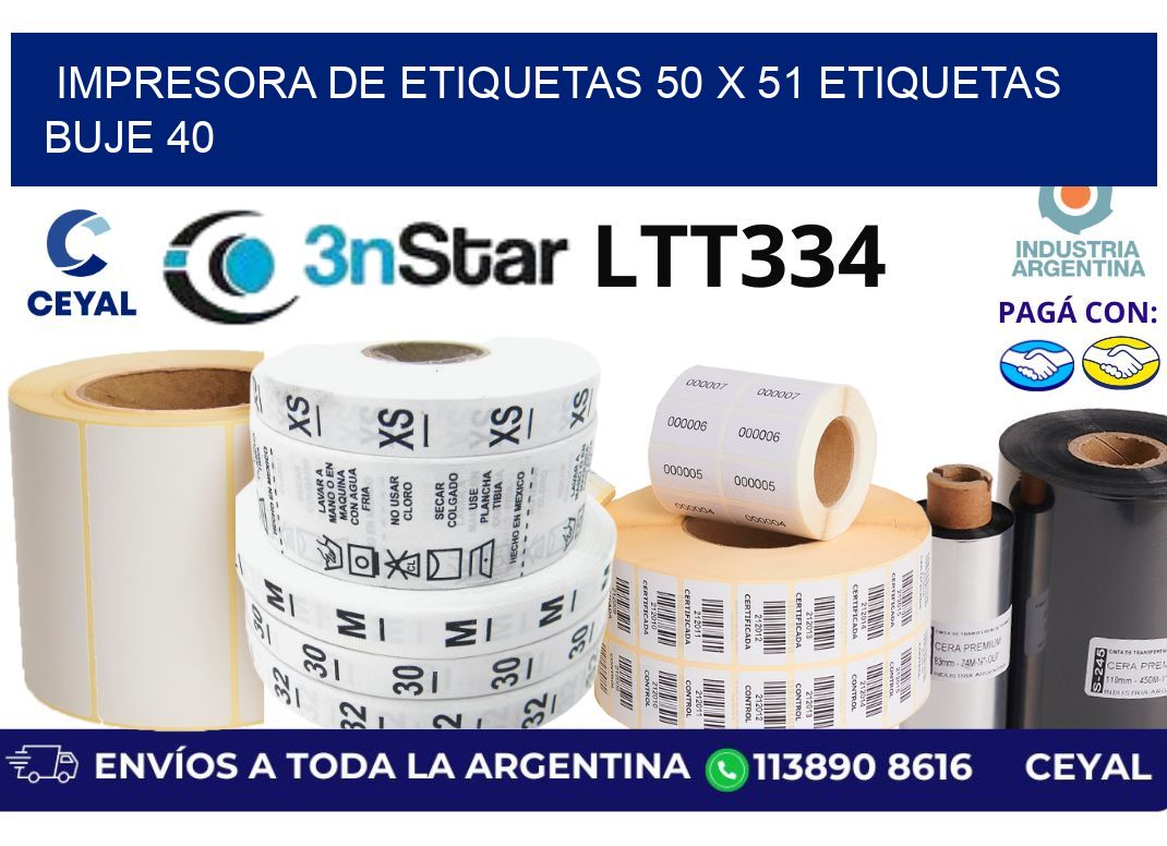 impresora de etiquetas 50 x 51 etiquetas buje 40